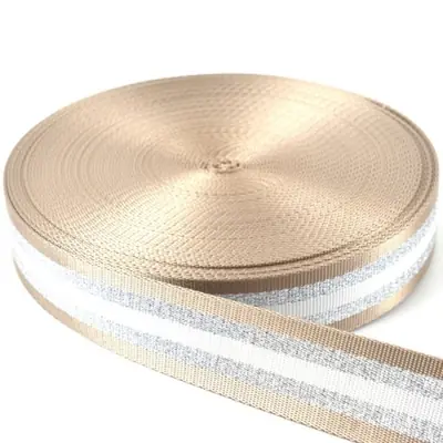 Image de Sangle Métallique Dorée & Argentée 1.5" x 3m - Idéale pour Sac & Bricolage