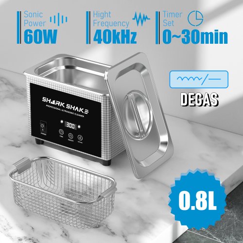 Image of Natural Ultrasonic Cleaner for Home Use – 800ml Stainless Steel Bath with 30W & 60W Settings for Gentle, Eco-Friendly Cleaning of Watches, Jewelry, and Delicate Items