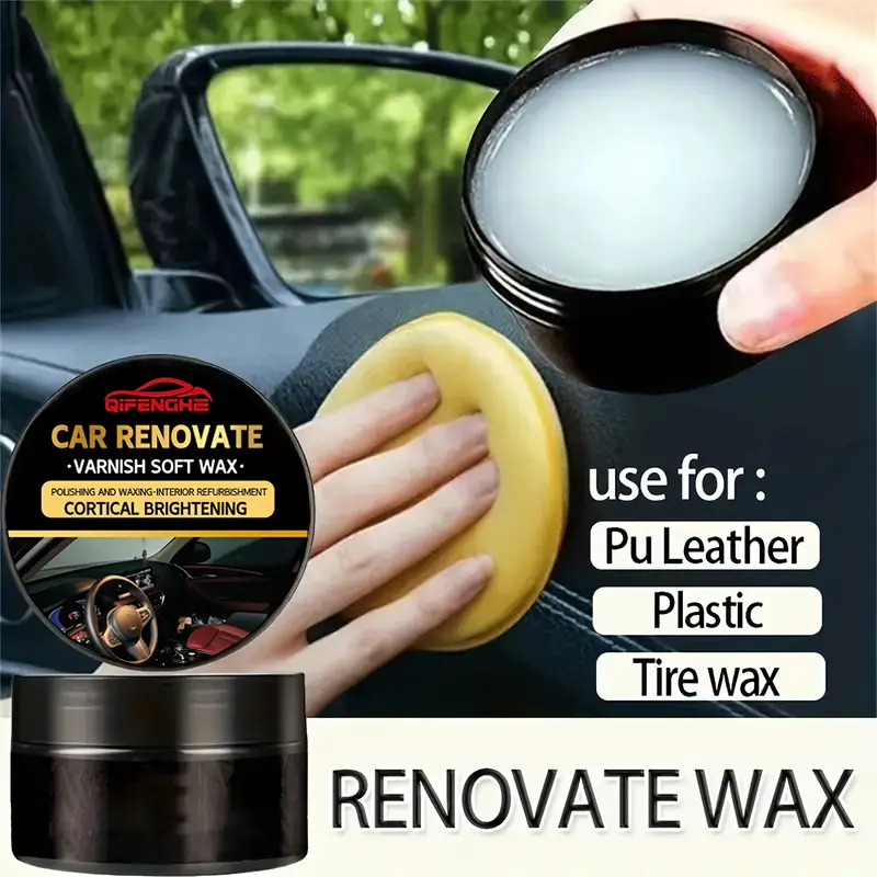 Immagine di Cera Naturale Multifunzione per Interni Auto: Ripara, Rinnova e Protegge Cruscotto, Pneumatici e Sedili in Pelle