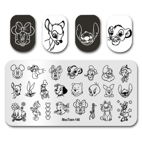 Immagine di Piastra per timbri MouTeen-148 Big Disney Topolino Piastre per timbri per unghie Set manicure per timbri per nail art