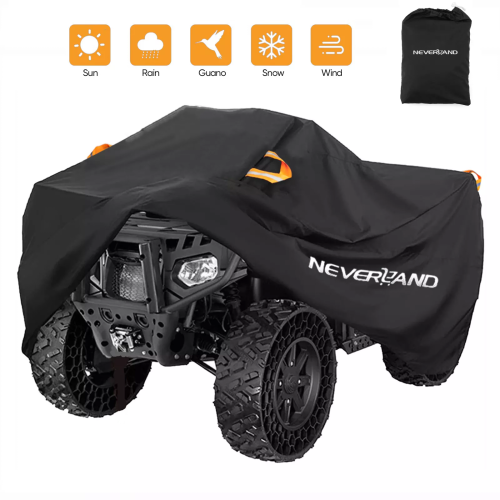 Image of Universal Waterproof ATV Cover for Quads, Motorcycles, Scooters, and Karts – Durable 190T Fabric with UV Protection and Dust Resistance in Black and Silver