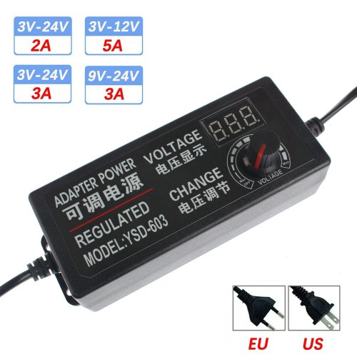 Imagen de Adaptador de Fuente de Alimentación Ajustable CA a CC 3V-24V con Pantalla Digital y Enchufe Universal UE/EE/uu