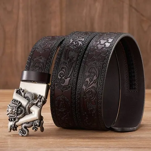 Image de Ceinture Homme Cuir Rétro Motif Dragon - Style Business & Décontracté