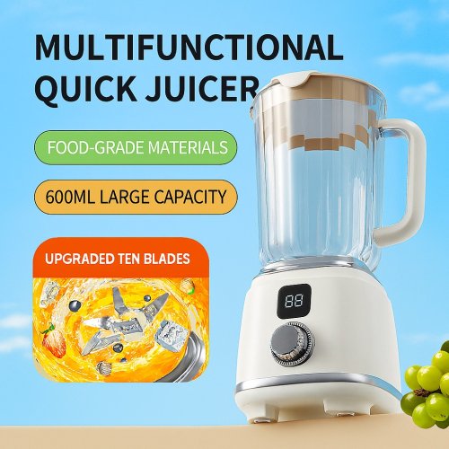Afbeelding van Portabele Blender Cup 600ml met USB Oplaadbare Batterij van 3000mAh - Krachtige Mini Juicer met 10-Blad Motor voor Smoothies en Groenten