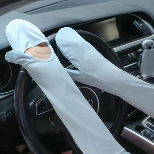 Image of Ice sleeve gloves for women driving in summer, large size sun protection sleeves, loose fit, UV resistant, breathable