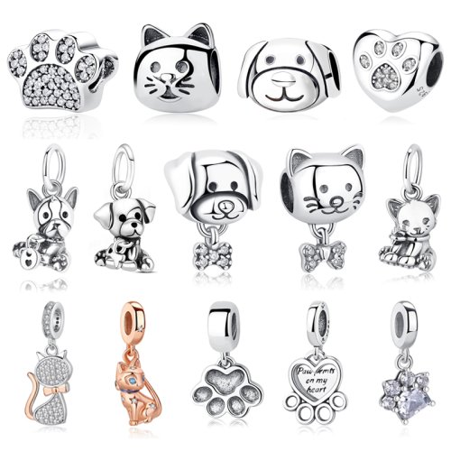 Immagine di Ciondoli in Argento Sterling con Zampa di Cane e Gatto – Gioielli Originali per Amanti degli Animali