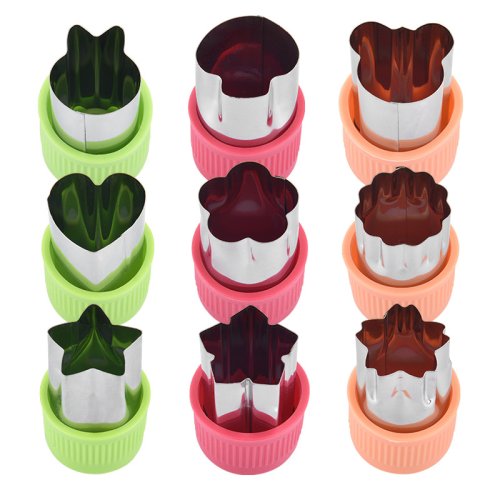 Image of Star Heart Shape Vegetables Cutter Plastic Handle 3Pcs Portable Cook Tools Stainless Steel Fruit Cutting Die Kitchen Gadgets