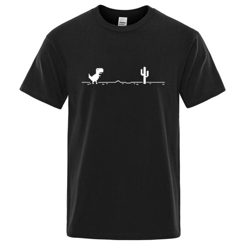 Bild von Männer Hohe Qualität 100% Baumwolle Lustige Dinosaurier Druck T Shirt Lose Oansatz Sommer Kühlen Männer T-shirt Kurzarm T-shirt männliche T Top
