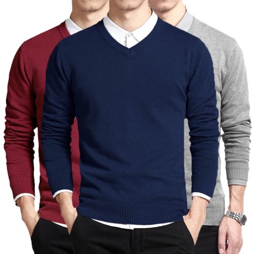 Image de Pull Homme Col V Coton Style Coréen