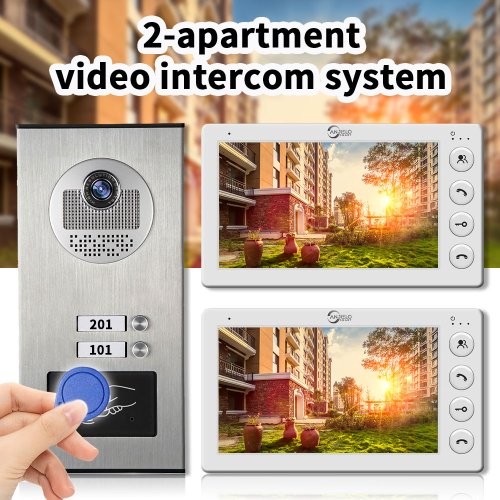 Image de Interphone Vidéo 7 Pouces pour Appartement - RFID & Visiophone 4 Fils