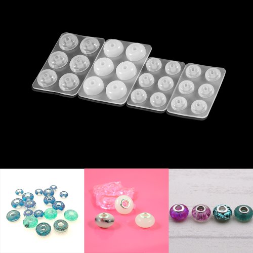 Image of Natural Silicone Mold for DIY Resin Jewelry Making – Flat Ball Bead with Big Hole for Necklaces and Bracelets