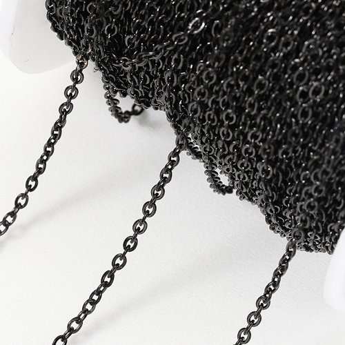 Image de Chaîne O en Acier Inoxydable Noir - 2m - Bijoux Faits Main