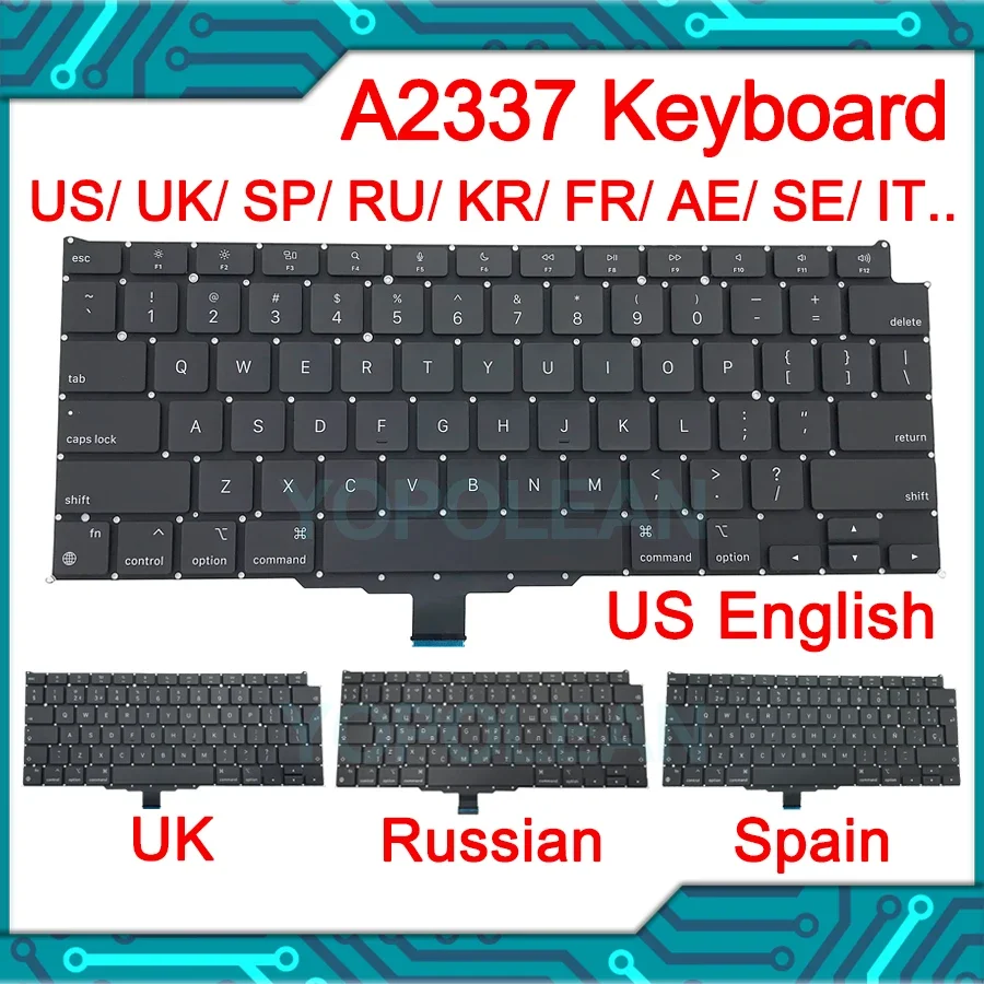 Image of Genuine Replacement Keyboard for MacBook Air 13-inch M1 (Model A2337) – US, UK, FR, SP, IT, DE, RU, AE Layouts Compatible – 2020 Release