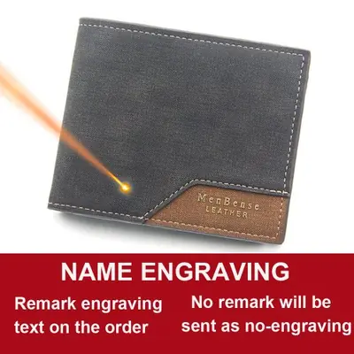 Image de Portefeuille Homme Slim avec Nom Gravé - Petit & Pratique