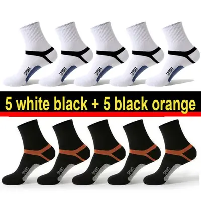 Image de Chaussettes Sport Homme - 10 Paires Noires Respirantes