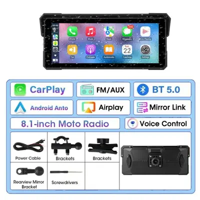 Image de Caméra Moto GPS avec Écran 8.1" - DVR, Navigation, CarPlay & Android Auto