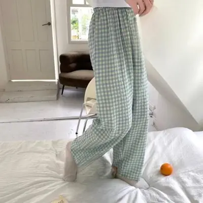 Image de Pantalon de Pyjama Large à Carreaux - Style Coréen Été