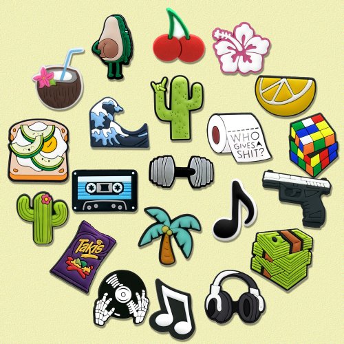 Zdjęcie Kolorowe Akcesoria do Butów – Kaktus, Awokado i Inne Motywy