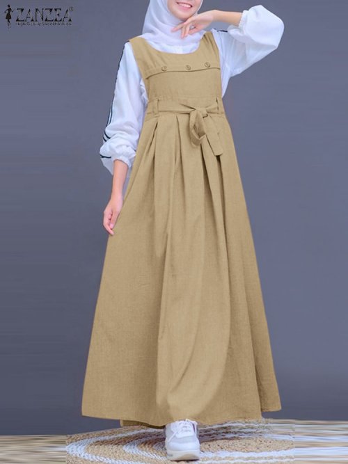 Afbeelding van Herfst Mode Jurken Zanzea Vrouwen Moslim Abaya Casual Lange Vestidos Islam Kleding Gewaad Kalkoen Dubai Jurk Feest Maxi Zomerjurk