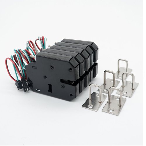 Image of 5-Pack 12V Mini Solenoid Electromagnetic Lock for Cabinet & Drawer Security with Bouncer Mechanism