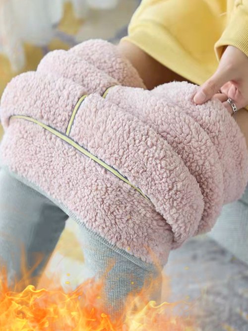 Imagen de Mallas gruesas de lana térmica para mujer, cintura alta, ajustadas y cálidas con textura en punto, ideales para el invierno