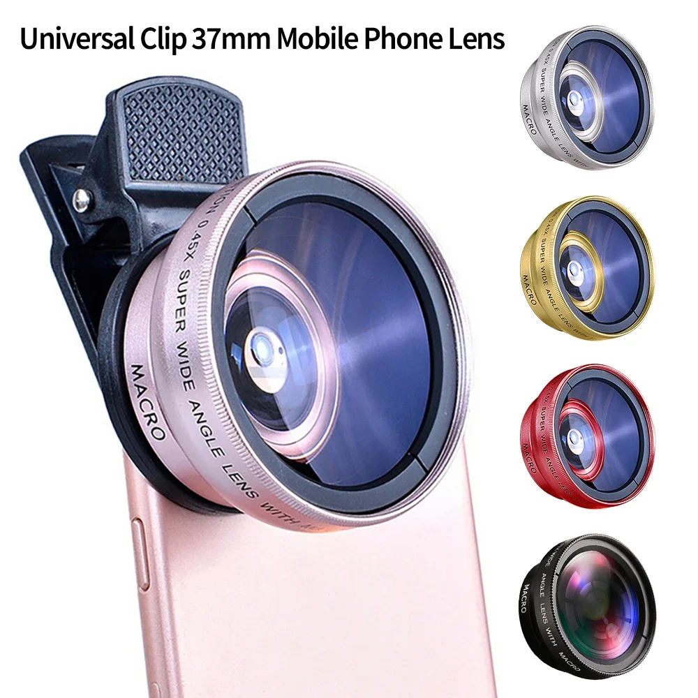 Zdjęcie Obiektyw 2 w 1 0,45X szerokokątny + 12,5X obiektyw makro Profesjonalny obiektyw HD do iPhone 8 7 6S Plus Xiaomi Samsung LG