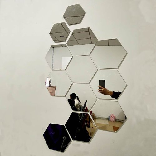 Imagen de Pegatinas 3D Hexagonales Espejo para Pared - Decoración Moderna para Salón, Dormitorio y Baño