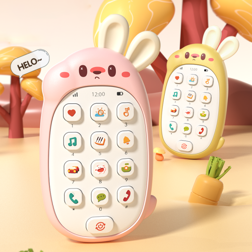 Afbeelding van Kinderkonijnspeelgoed mobiele telefoons baby kauwpuzzel multifunctionele muziektelefoon mannelijk en vrouwelijk zonder batterij