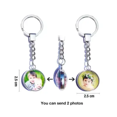 Porte-clés personnalisé en verre cabochon avec photo - cadeau unique