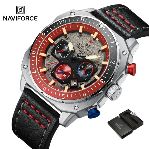 Immagine di NAVIFORCE Orologi sportivi multifunzione impermeabili per uomo Orologio da polso quadrato luminoso a...