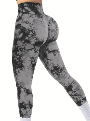 Image de Legging Yoga Femme Taille Haute - Teinture Tie-Dye Sans Couture