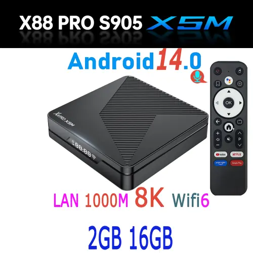 Image de Box TV Android 14, 8K, WiFi 6, A55, Assistant Vocal