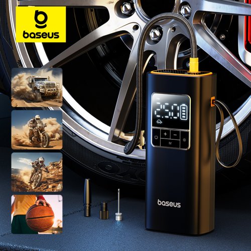 Afbeelding van Baseus Draadloze Luchtpomp met Digitaal Display – Draagbare Bandenpomp voor Auto, Motorfiets en Fiets