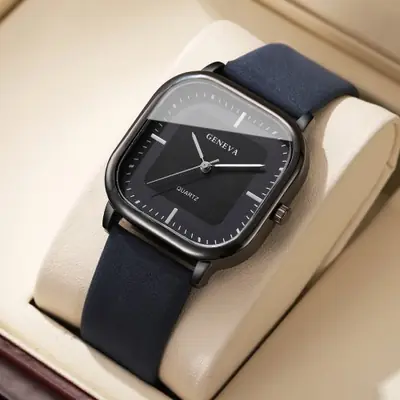 Montre Homme Carrée Minimaliste - Cuir & Quartz