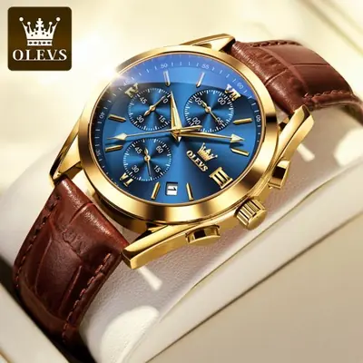 Image de Montre Homme Mode Cuir Marron - Élégante & Sportive