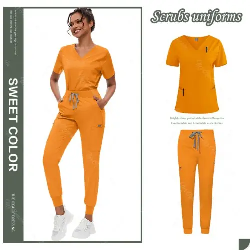 Image de Tenue médicale anti-rides lavable en tissu doux pour infirmières