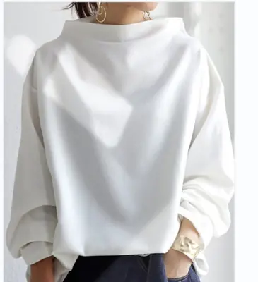 Image de Blouse Noire Col Haut Femme Automne 2025