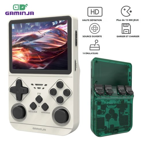 Image of Gaminja Open Source Retro Handheld Gaming Console with 64GB Built-in Storage, PS1, PSP, Dreamcast, N64, Saturn Emulation, and 3.5-inch IPS Screen