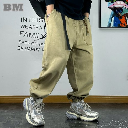 Image of Premium Japanese Streetwear Baggy Cargo Pants for Men – Harajuku Style Plus Size Joggers with Loose Fit and Fashionable Design