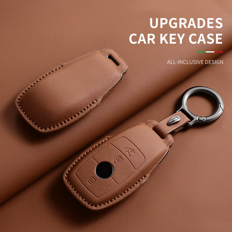 Bild von Premium Leder-Schlüsselhülle mit Full-Flip-Design für Mercedes-Benz A-, C-, E-, S-, G-Klasse, GLC, CLE, CLA, GLB, GLS, GLA (Modellcodes W177, W205, W213, W222, X167) – Schützt Ihre Autoschlüssel vor Kratzern und Stößen