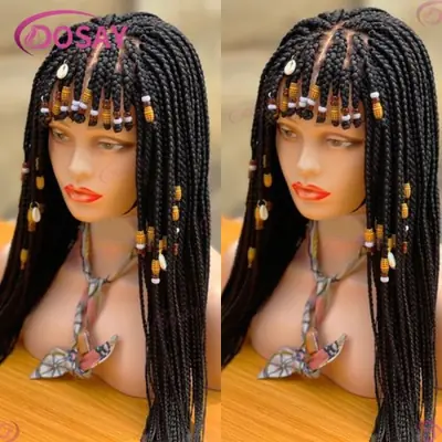 Image de Perruque Synthétique Tressée Frange - Cheveux Africains Longs & Courts