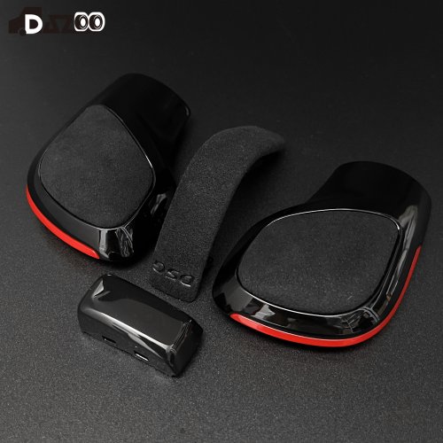 Image of Premium Red, Blue, Black Chrome Suede Leather Gear Shift Knob Side Cover with DSG Emblem for VW Golf 6/7 R GTI, Passat B7/B8, CC, R20, Jetta MK6