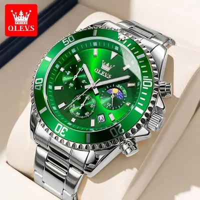 Image de Chronographe Homme Olevs 2870 - Montre Élégante avec Phase de Lune