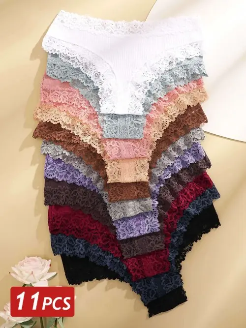Image de Culottes Brésiliennes Dentelle - Lot de 11 Pièces