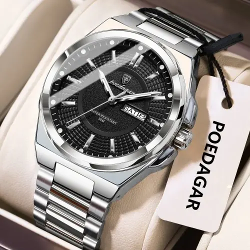 Image de Montre Homme Classique Acier Inoxydable - Élégante & Fonctionnelle