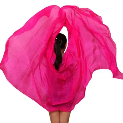 Image de Voile de Danse du Ventre en Soie - Multicolore & Fait Main