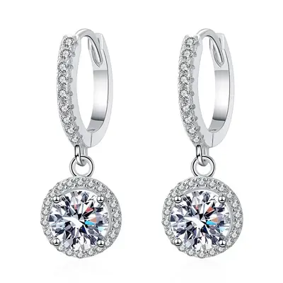 Image de Boucles d'oreilles Moissanite 1 Carat - Argent Sterling 925