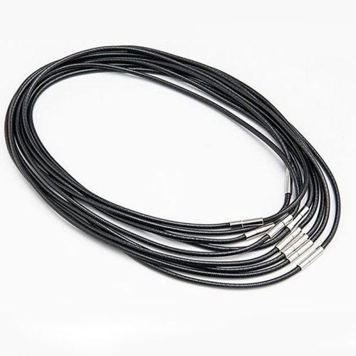 Imagen de Collar de Cuerda de Cuero Negro con Cierre de Cordón de Cera para Hombre y Mujer - Cadena de Línea DIY para Colgantes, 1.5-3mm, 45-60cm