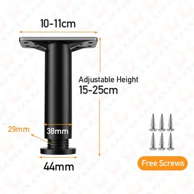 Image de Pieds de Meuble Réglables Noirs - Support Robuste pour Lit, Table, Canapé