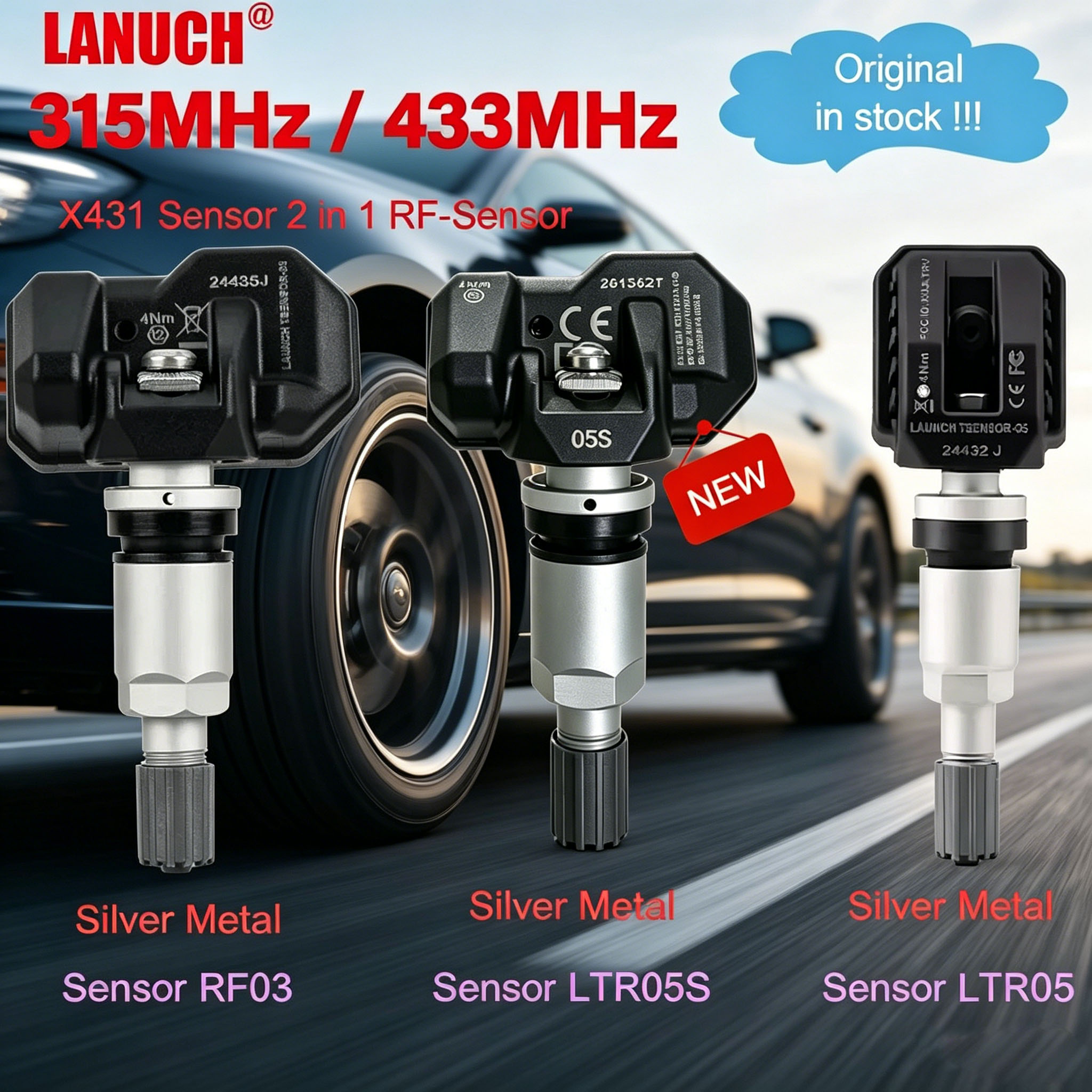 Image of Launch RF TPMS Sensor 315MHz & 433MHz 2 in 1 TPMS Sensor Tire Pressure Scanner Tire Repair Tools with for X431 I-TPMS/CRT5011E